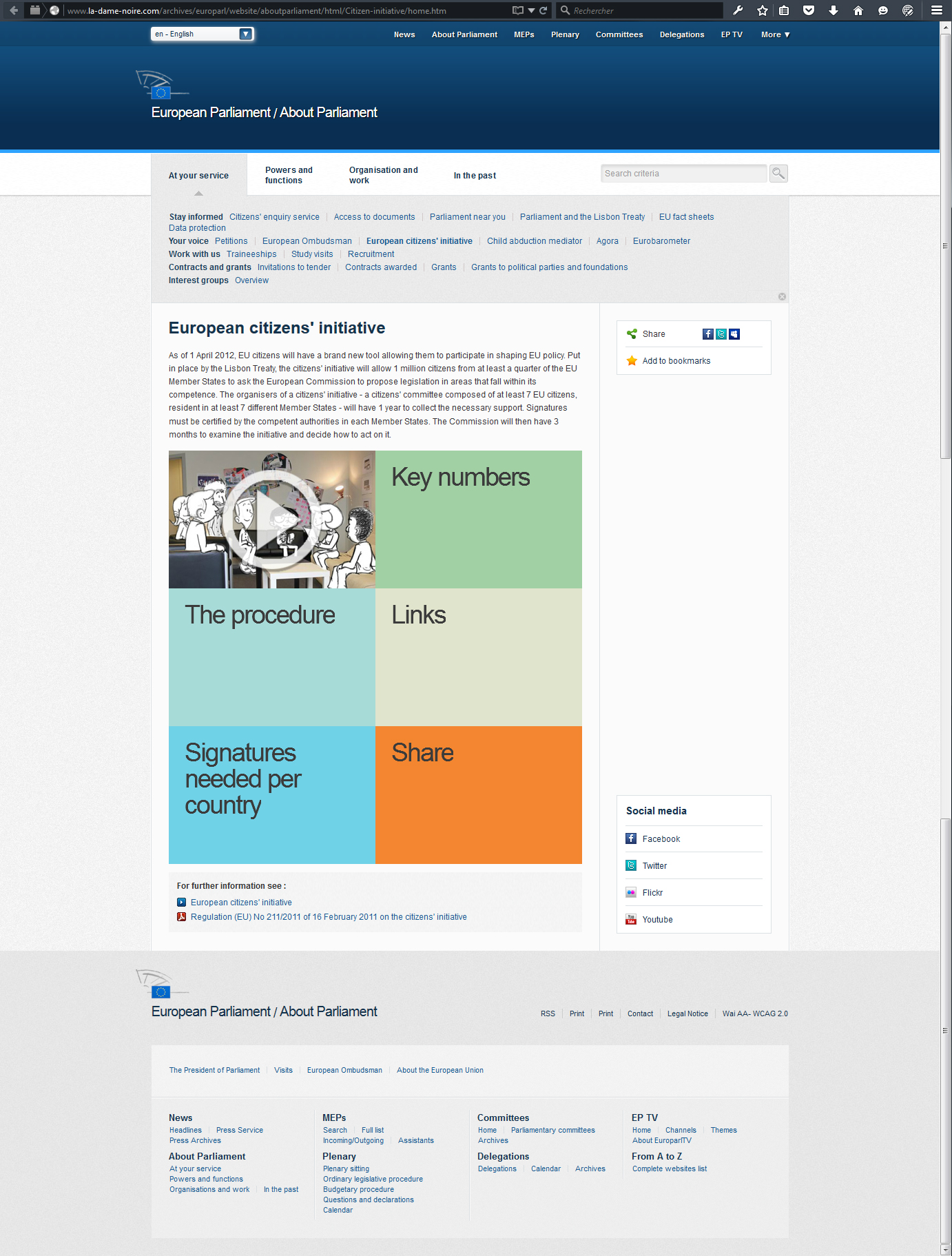 Page du site qui explique la procédure d'initiative citoyenn