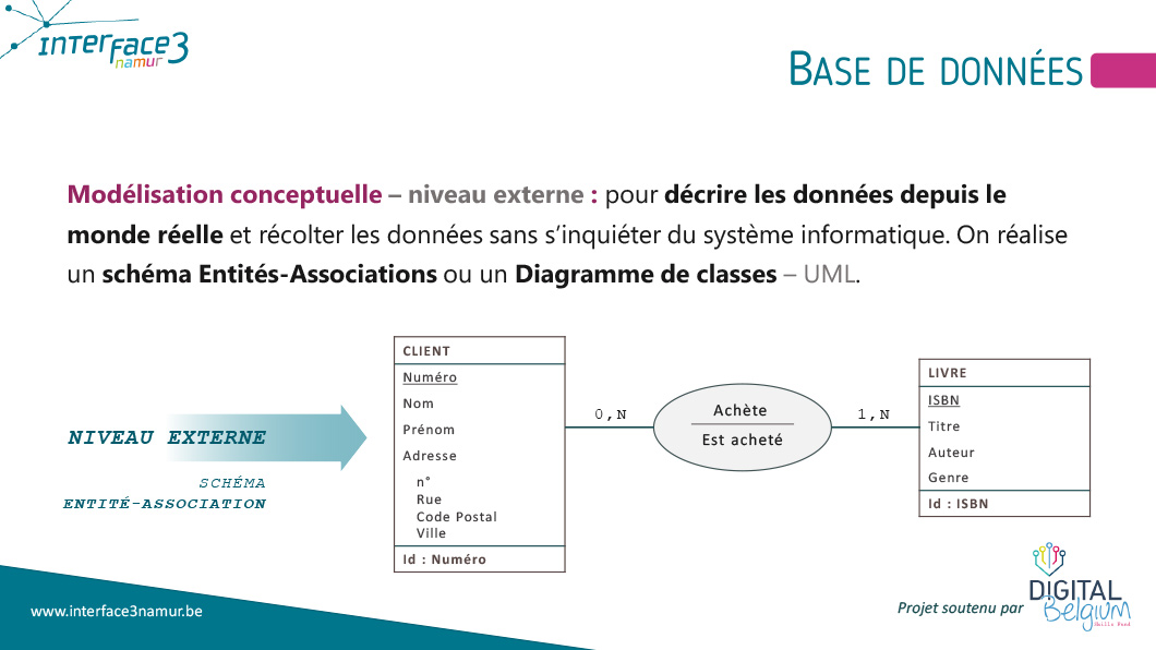 Modélisation conceptuelle extrait du support Database / SGDB