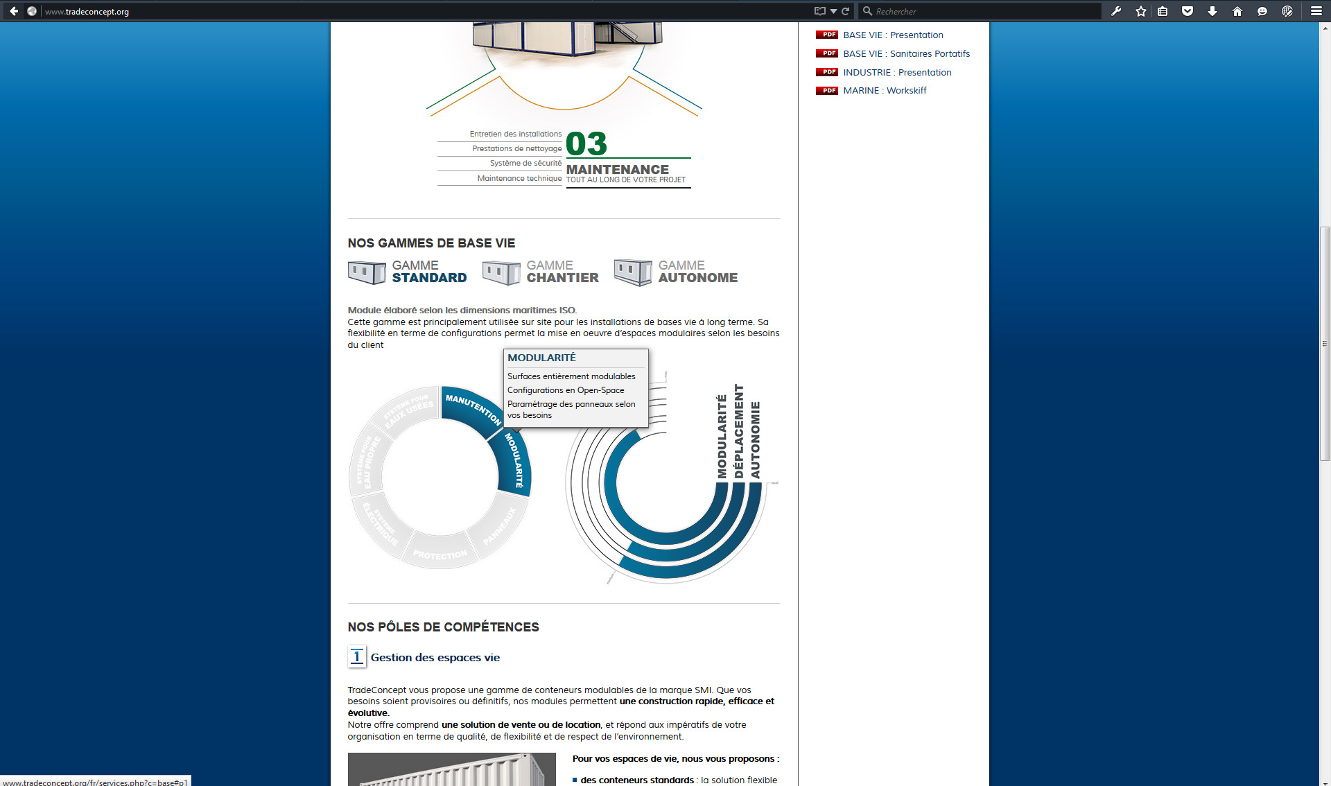 Inforgraphie interactive JS sur conteneurs gamme standard