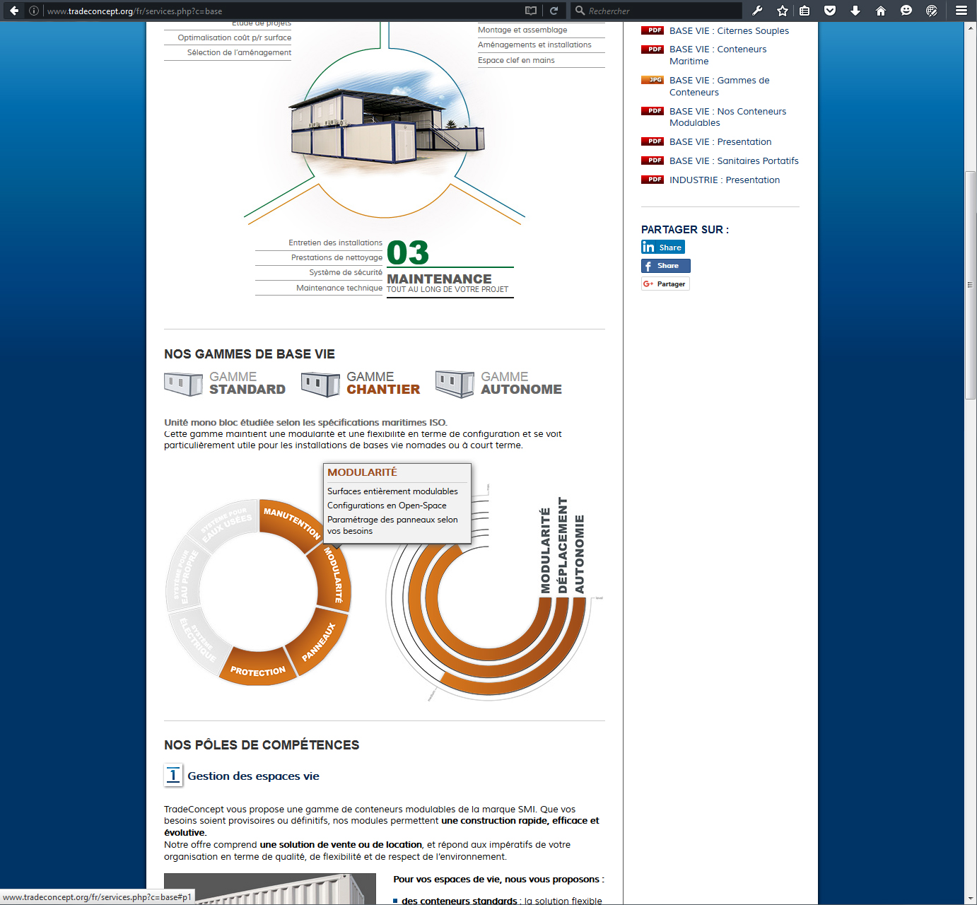 Inforgraphie interactive JS sur conteneurs gamme chantier